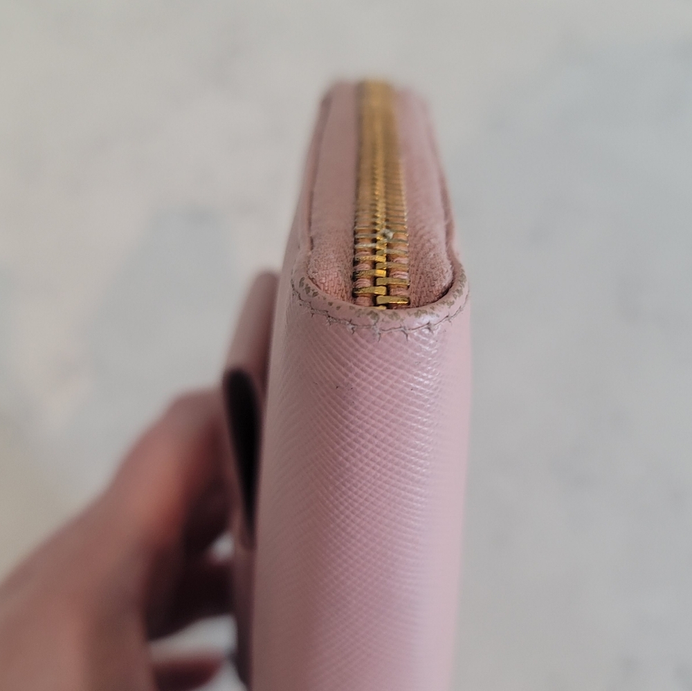 PRADA Long Saffiano Leather Wallet With Bow Pink - Picture 6 of 15